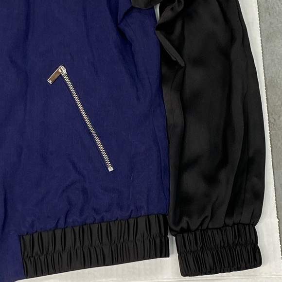 Karen Millen women’s zip up jacket two tone, blue black, elastic waist NWT NEW - Picture 4 of 13